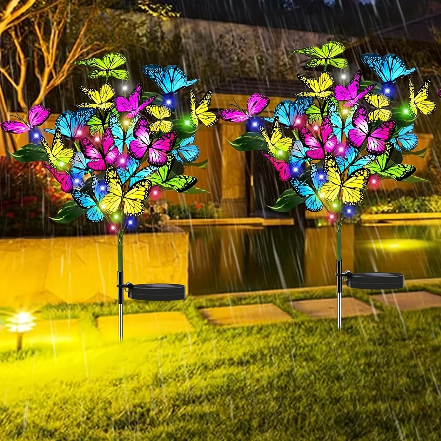 

2/4 шт., водонепроницаемые светодиодные фонари-бабочки на солнечной батарее