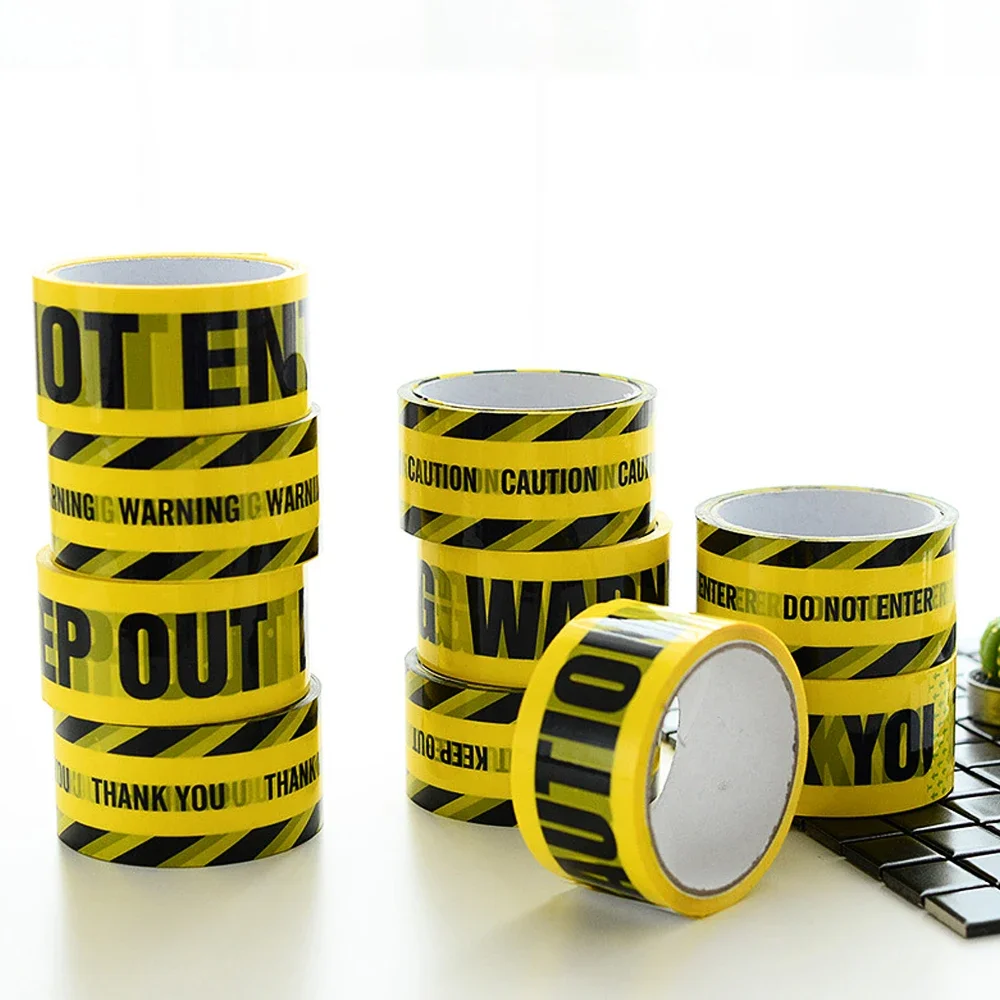 Warning Tape "THANK YOU,KEEP OUT,DO NOT ENTER,CAUTION,SAFE DISTANCE,WEAR A MASK" Alarm Words 48mm*25m Sticker Store School Hotel