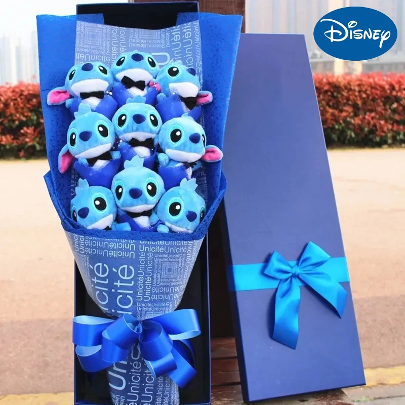 

Disney мультфильм Лило Ститч плюшевые строительные игрушки роза Подарочная коробка плюшевый подарок для девочки