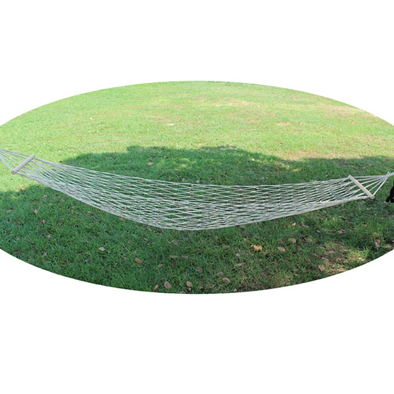 Mesh Cotton Rope Hammock Wood Sticks Outdoor Camping Hanging Bed Sleeping Swing Hammock Home Indoor Hanging Chair