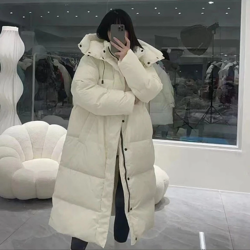 Winter White Long Down Coat Mens Long Down Parka Warm Winter