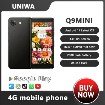 UNIWA phonemax Q9 Mini Phone4.0 pollici Ips Touch Screen Piccolo telefono cellulare 4g Android14 Piccolo mobile intelligente Batteria da 2000 mAh