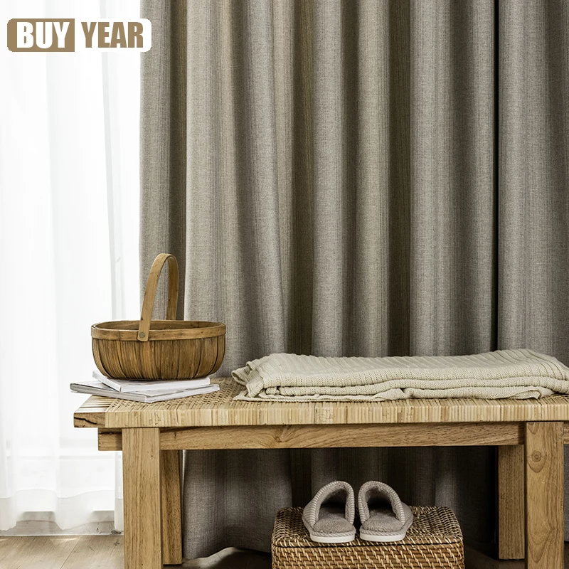 

Modern Thick Blackout Curtains Cotton Linen Shading Curtains for Bedroom Living Room Window Curtains Finished Blinds Drapes