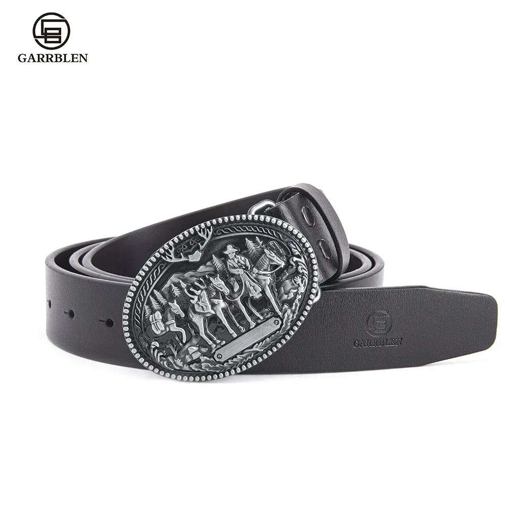 Garrblen Men Leather Belt Luxury Designer Classic High Quality Vintage Genuine Beltsretro Pin Buckle Strap Waistband Male Belts