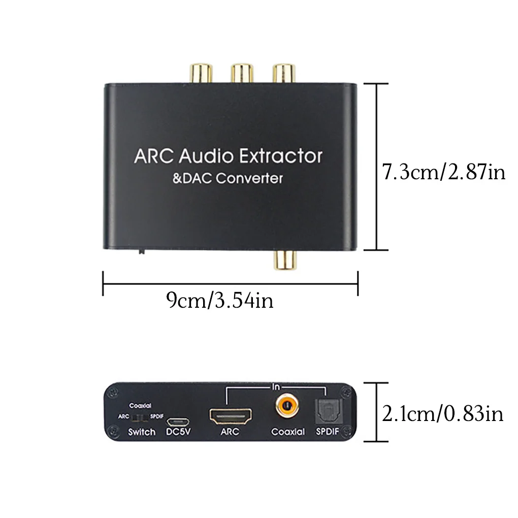 

Адаптер аудио-экстрактора ARC 3 5 мм HDMI-совместимый Цифровой оптический аналоговый ЦАП преобразователь сплиттер для ТВ