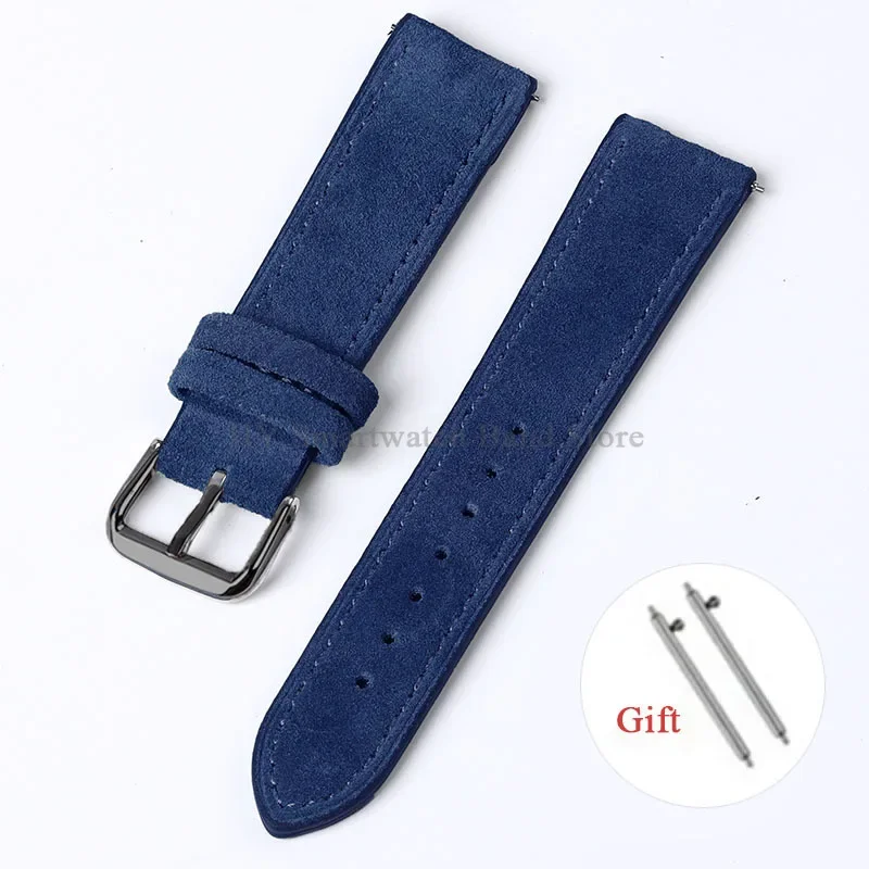 Artisanal Vintage Suede Leather Watch Strap with Handmade Stitching and Quick Release