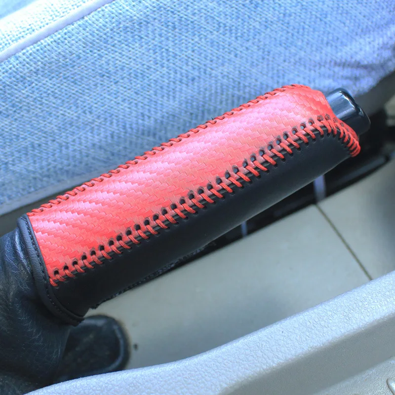 Carbon Fiber Car Leather Handbrake Cover Protective Sleeve Hand Brake Protection Car Interior Accessories hand brake cover car interior accessories