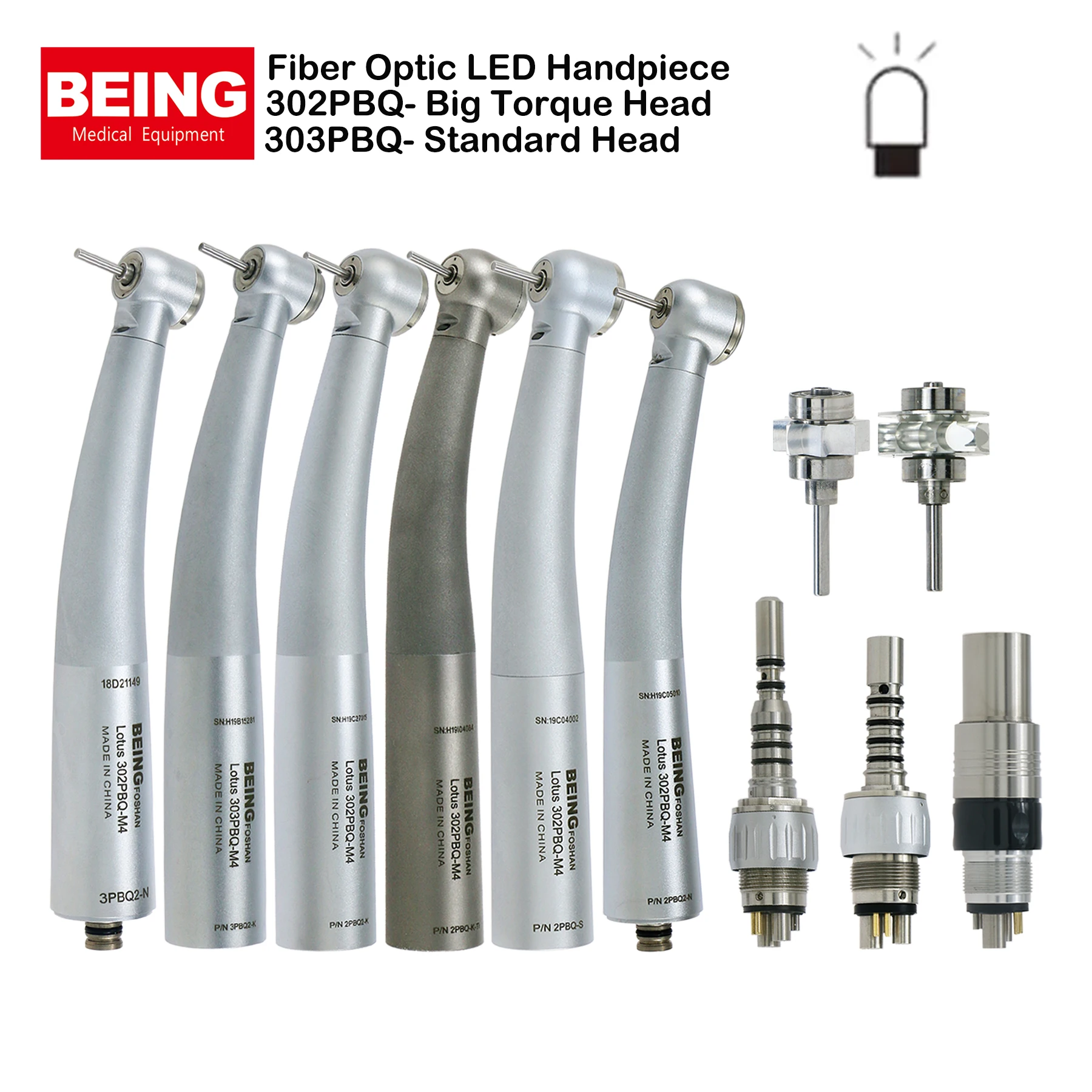 Pièce à Main Dentaire Haute Vitesse BEING - Compatible KaVo MULTIFLEX NSK, Couplage 302P Pneumatique