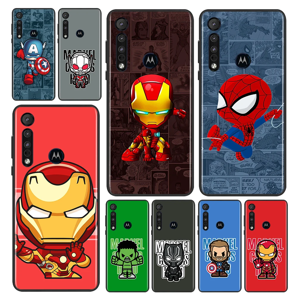 

Avengers Marvel hero cartoon Case For Motorola Moto G9 G8 E20 E7 E6 One Marco Hyper Fusion Power Edge Plus Black Phone Cover