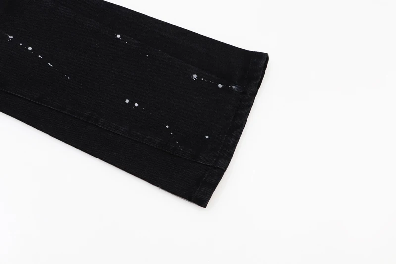Description Picture 6 of item24Fw GD High Quality New Ink Wash Black Spliced Micro Flared Jeans Versatile Pants trousers spliced casual pants