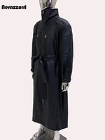Mauroicardi Sprint Autumn Long Cool Handsome Pu Leather Trench Coat Men Many Zippers Shoulder Pads Luxury European Fashion 2024 1