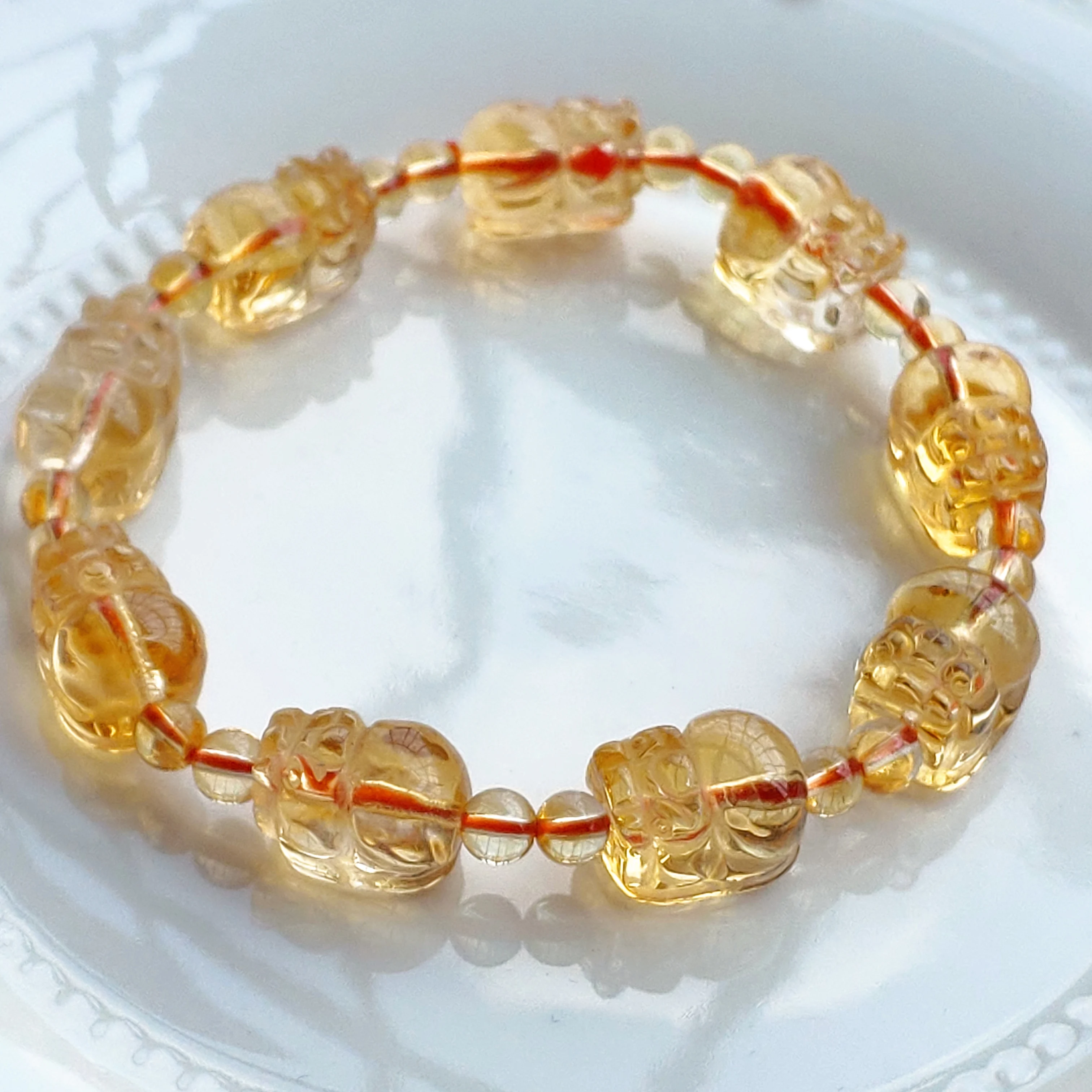 

Natural Yellow Citrine Quartz Pi Xiu Beads Bracelet 12*9mm Gemstone Citrine Rare Stone Wealthy Women Men AAAAAA