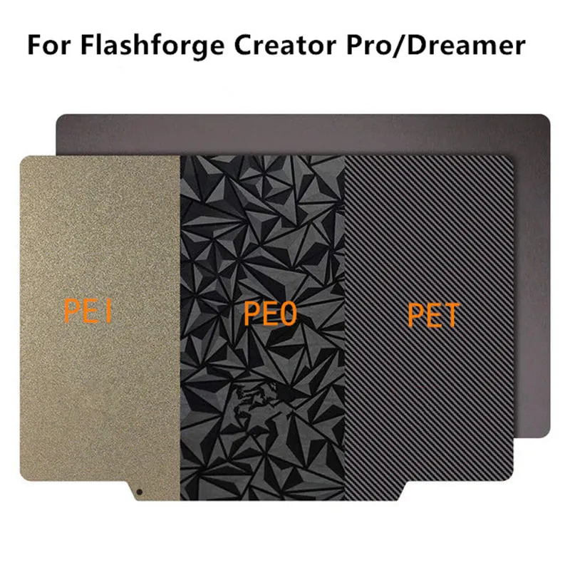 

ENERGETIC For Flashforge Creator PEI PET PEO Sheet Magnetic Build Plate 152x232mm Double Side Textured/Smooth Spring Steel Sheet