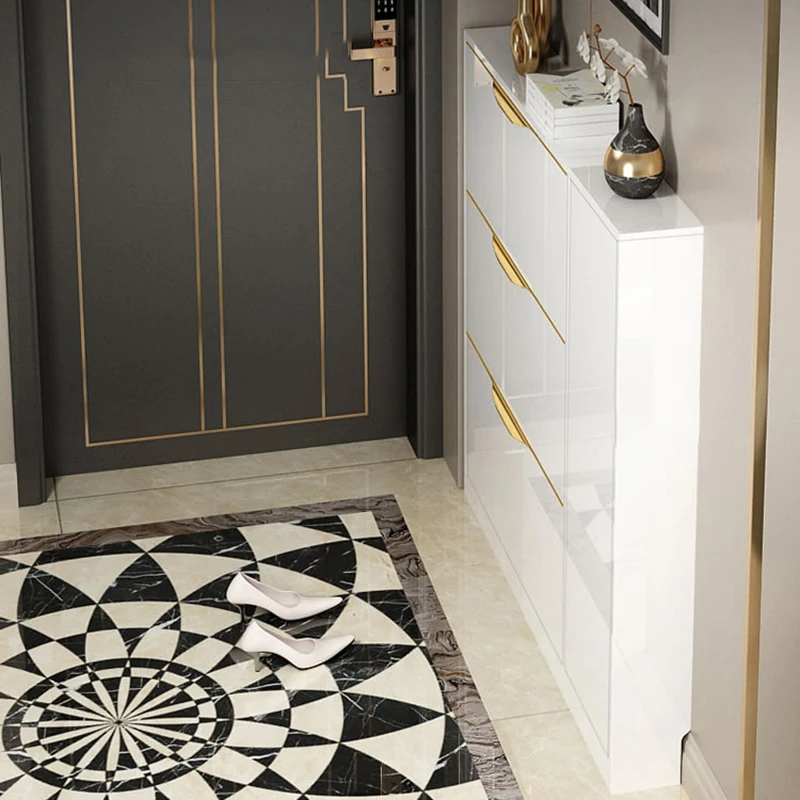 

Nordic White Simple Shoe Cabinets Entrance Vertical Shoe Cabinets With Door Dust Proof Sleek Design Zapatero Home Furniture