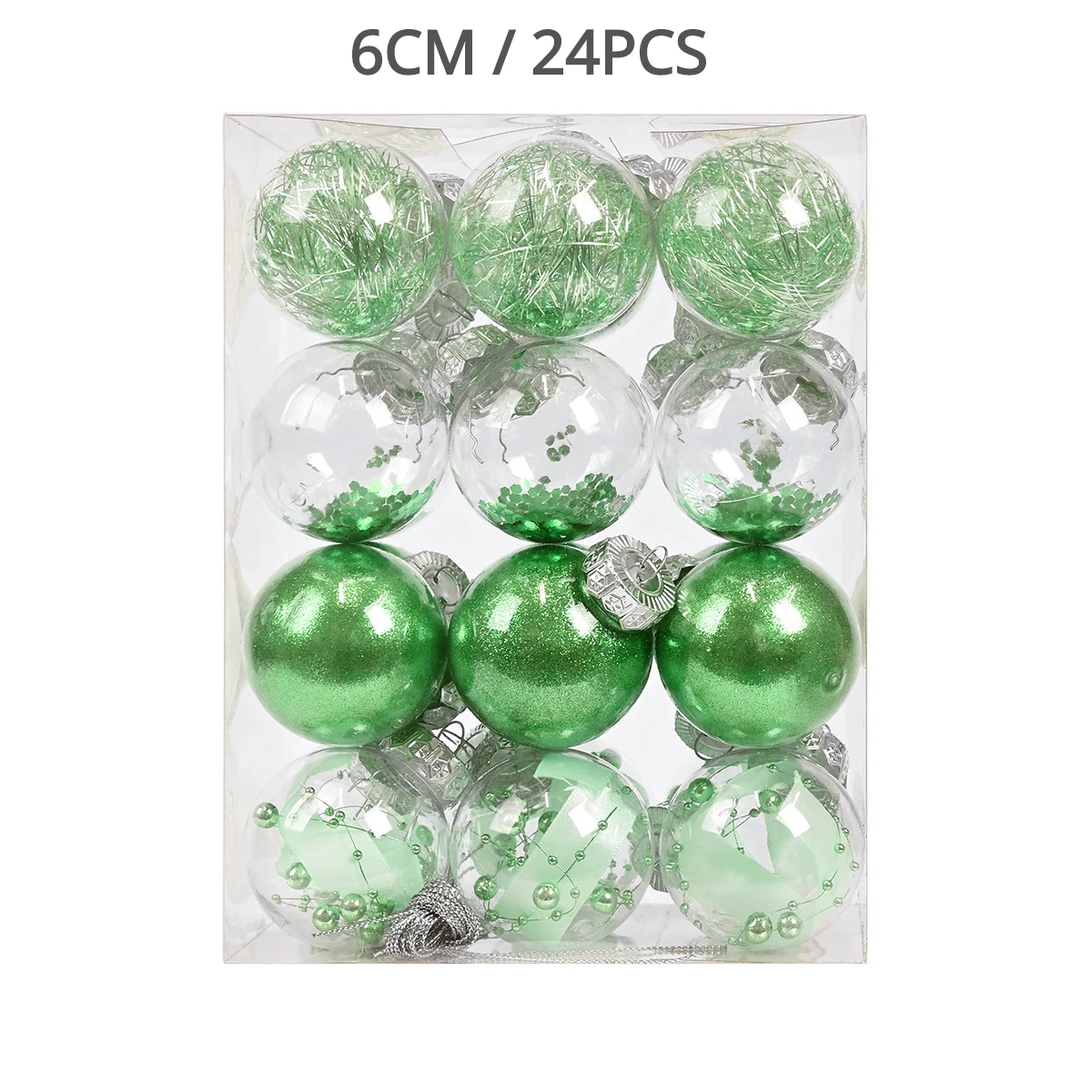 

Christmas Decoration Ball 6CM Plastic Party Decoration Hanging Ball Pendant PET Transparent 24PCS Christmas Tree Decorations