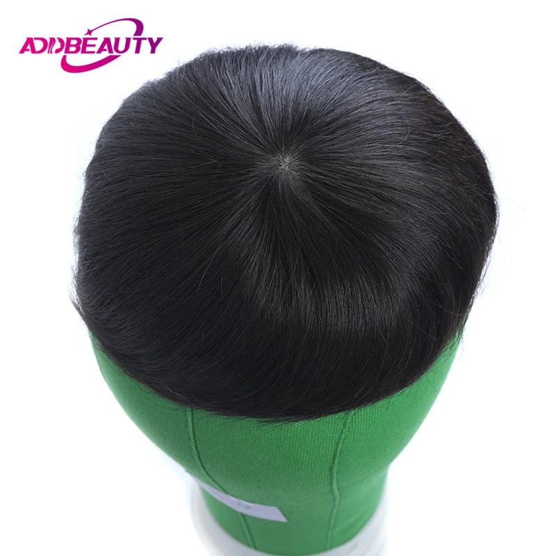 Addbeauty Toupee 남성 헤어 보철물 레이스 PU 기계 남자 가발, 100% 인모 스트레이트 웨이브, 자연스러운 인모 시스템