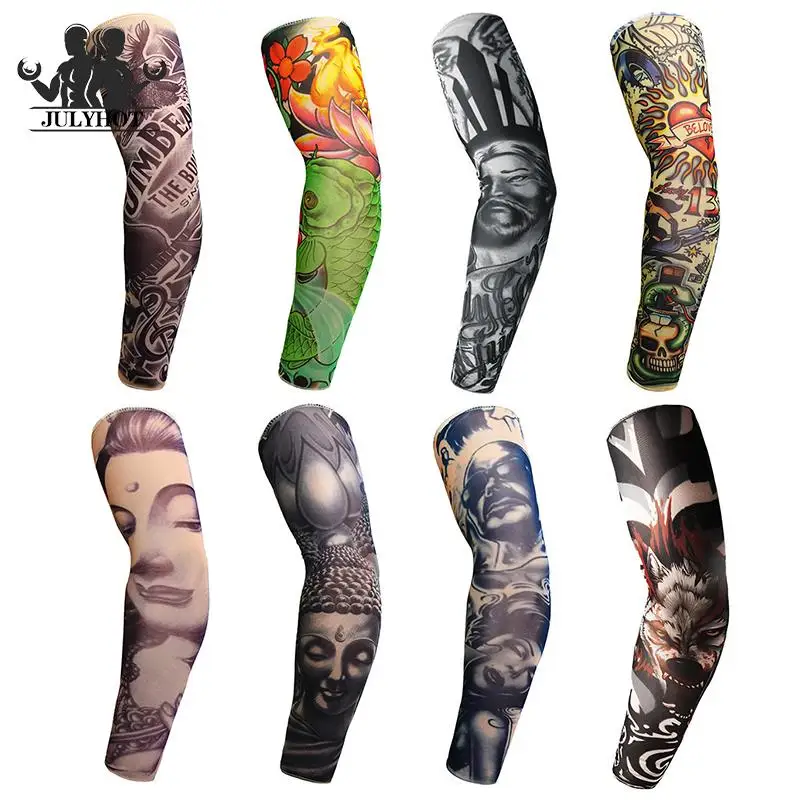 Mangas de tatuaje para hombres, 5 piezas Mangas de brazo Mangas de tatuajes  falsos para cubrir brazos Mangas de protección solar Fundas de manga de