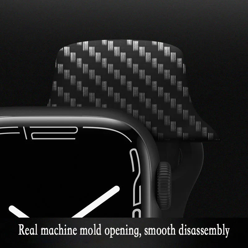Silicone Strap For Apple Watch Band SE 7 6 5 Strap 44mm 42mm 45mm 41mm 38mm carbon fiber Wristband Silicone Bracelet