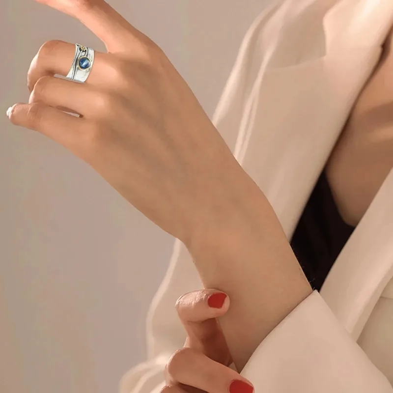 New Fashion Women Water Drop Crystal Inlaid Wide Face Ring Female Vintage Bohemian Carved Flower Leaves Ring Кольцо С Эмалью