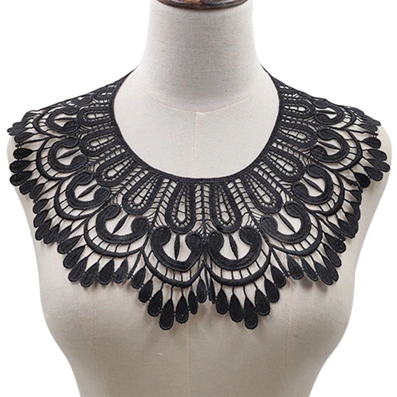 

Кружевной воротник с вышивкой, водорастворимый вышитый воротник с вышивкой, украшение для шеи, ткань, 1 шт.