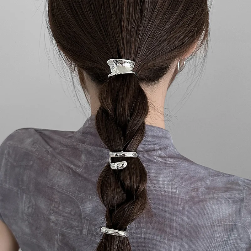 Waterproof Stainless Steel Dome Fixed Hairpin Arch Pearl Multilayer Metal Hair Accessories Low Ponytail Clips Headwear Hairband
