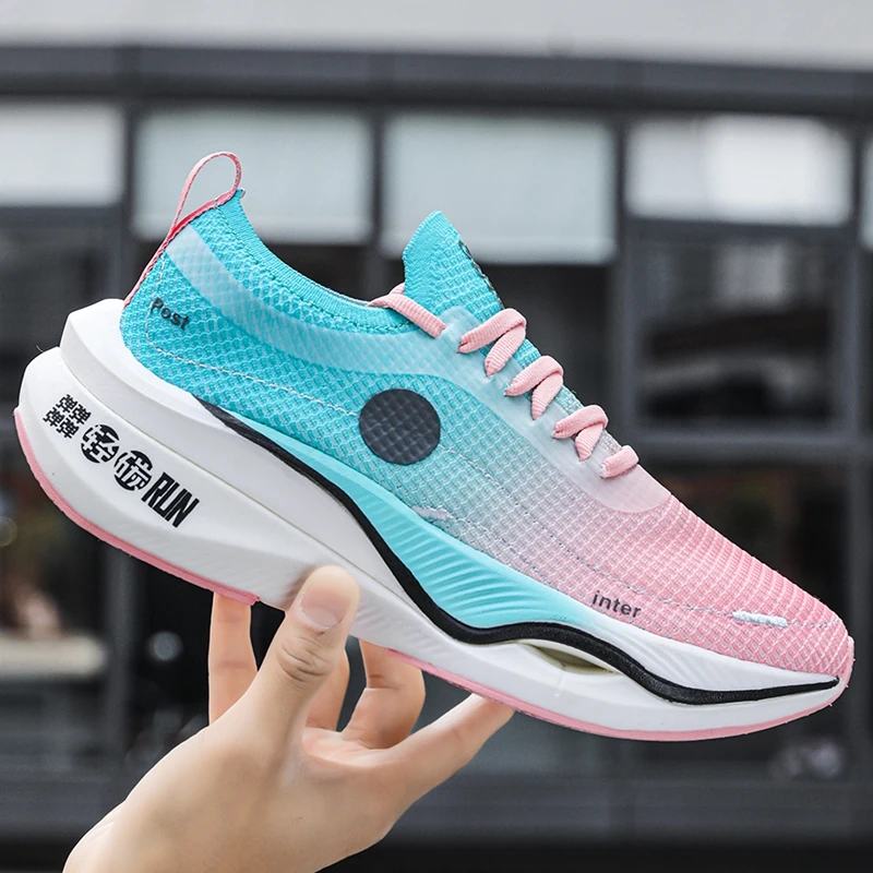 

New Carbon Plate Running Shoes Men Co-branded Sneakers Women Soft Jogging Sports Shoes Cushion Marathon Athletic Training Shoes