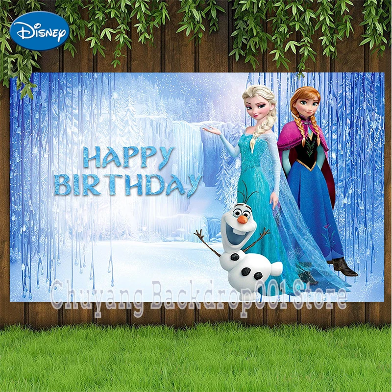 Disney Winter Ice Frozen Snowflake Castle Sfondo Elsa Anna Snow Queen Princess Girls Birthday Party Decor Photo Background