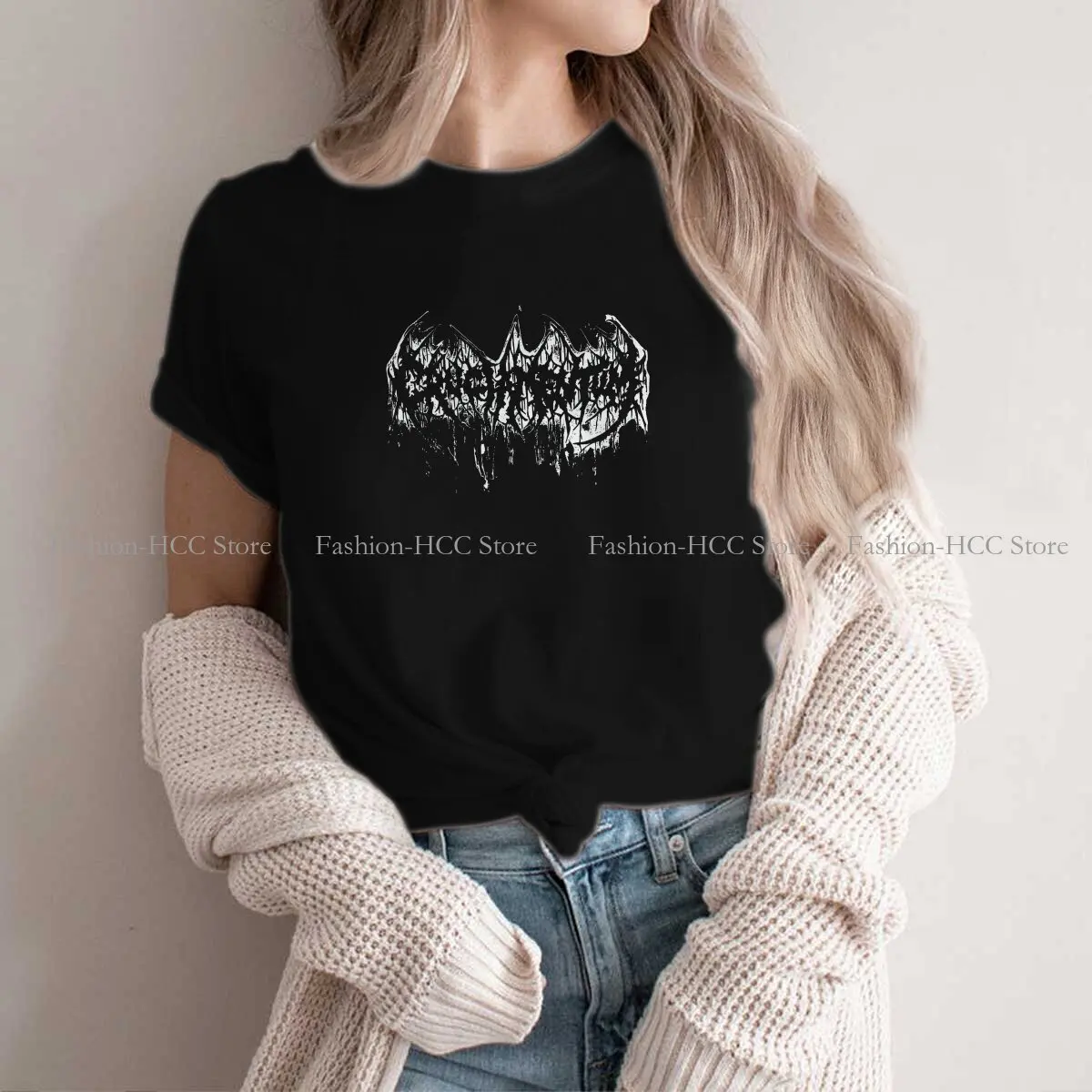 

Classic Hip Hop Polyester TShirt Heavy Metal Printing Streetwear Casual T Shirt Female