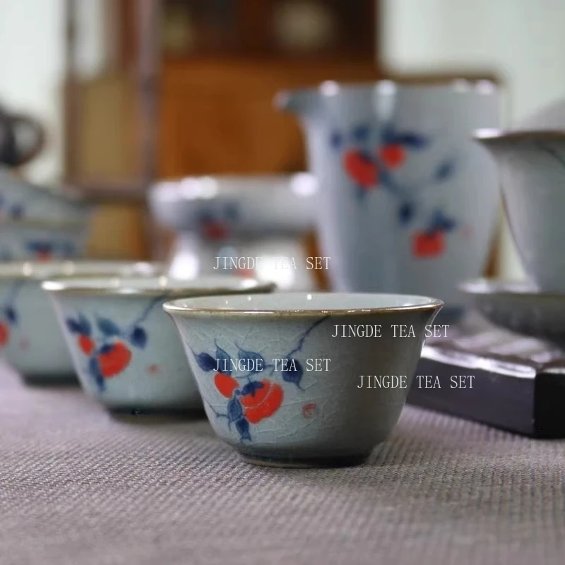 1pcs 55ml Ge Kiln Tea Cup Household Ceramic Chinese Small Tea Cups Open Glazed Colored Tea Cup Drinking Utensils Kungfu Teaset