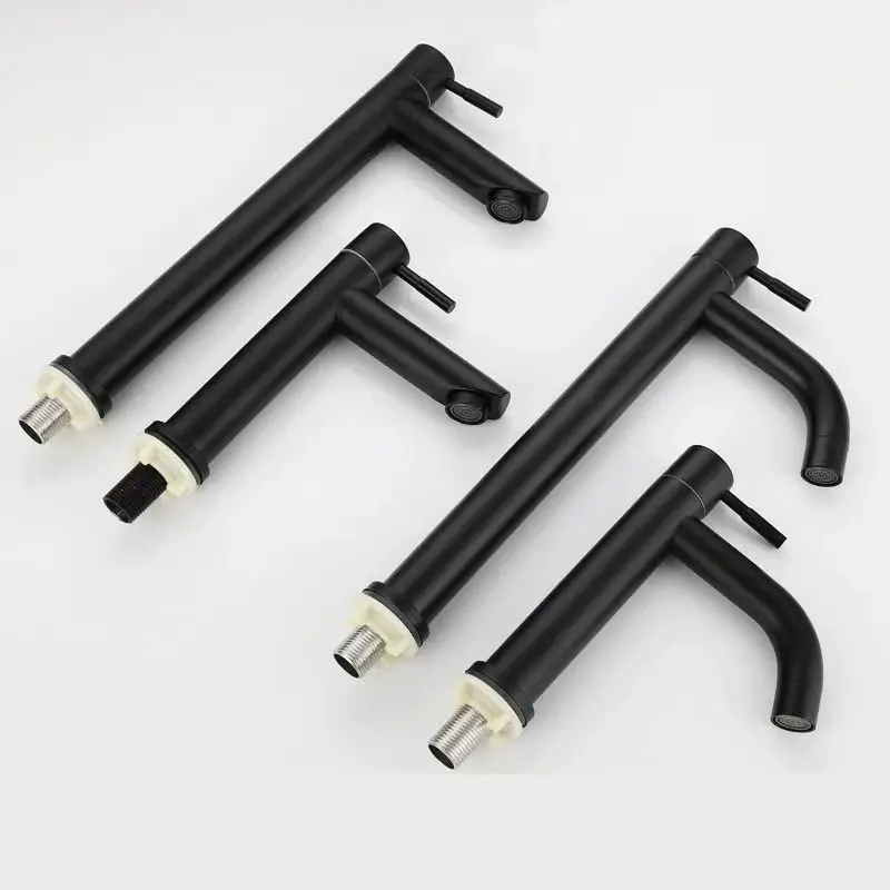 Kitchen Sink Single Cold Faucet 304 Stainless Steel Basin Faucet Household Bathroom Countertop Washbasin Splash Proof Faucet