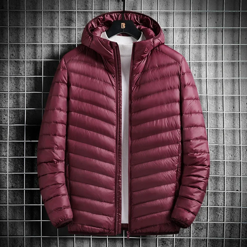 Men's Lightweight Portable Plus-size Hooded Down Casaco Casacos De Penas True Down Jaqueta Masculina Inverno