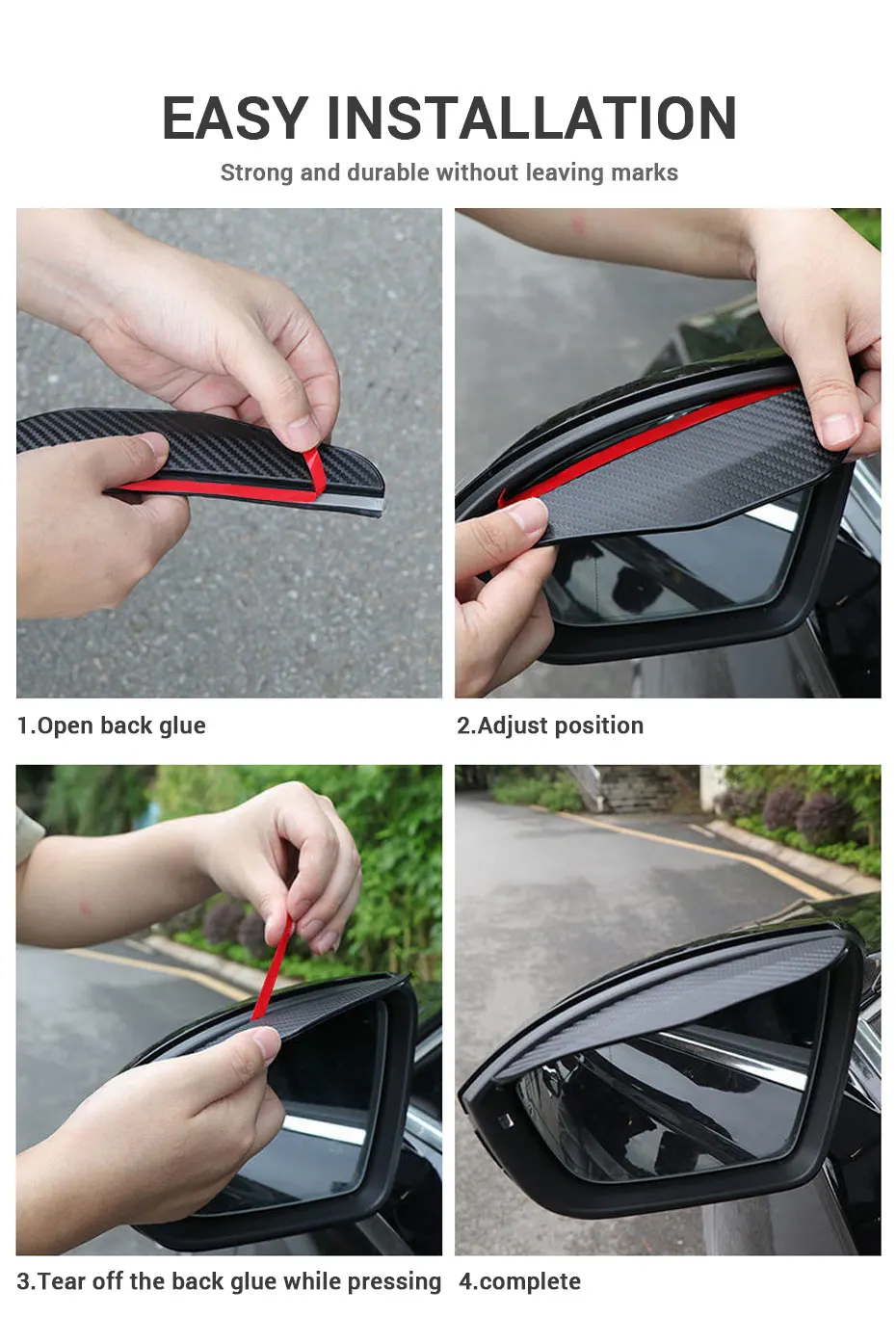 SEAMETAL 2 stücke Universal Auto Rückspiegel Regen Augenbraue Carbon Faser Auto Rückansicht Regendicht Klingen Aufkleber für Auto Zubehör – Detail 10