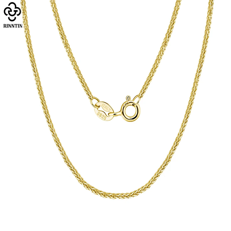 

Rinntin 925 Sterling Silver 14K Gold Italian Chopin Chain Necklace for Women Fashion Handmade Basic Neck Chain Jewelry SC53
