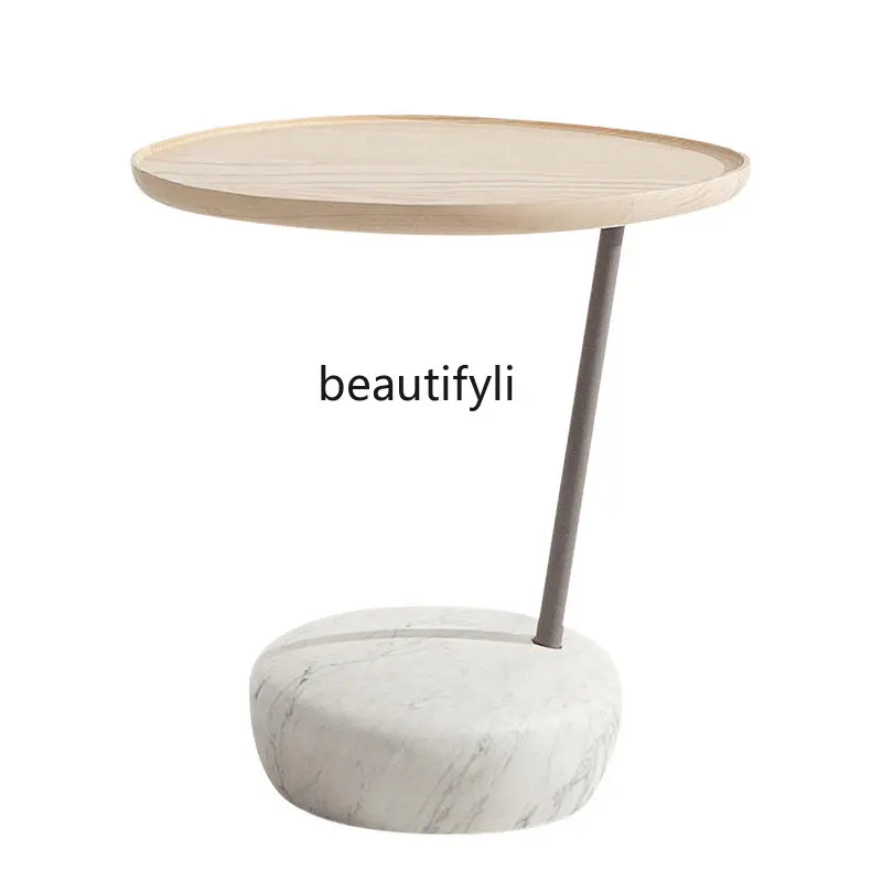 

yj Nordic Designer French Marble Solid Wood Small Table Living Room Corner Table