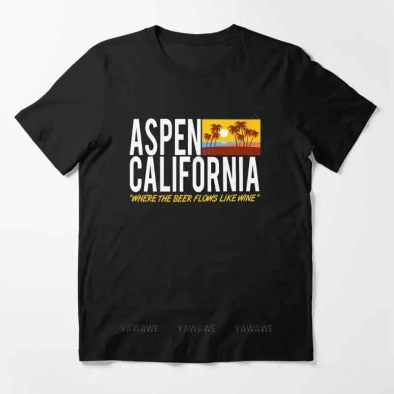 

Мужские модные футболки Aspen California-где пиво течет, как вино, необходимая футболка, Мужская хлопковая футболка