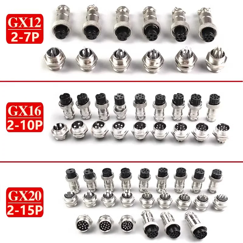 5Pcs GX12 GX16 GX20 Aviation Connector 2 3 4 5 6 7 8 9 10Pin Male Female Docking Cable Aviator Plug Socket aviation connector cable