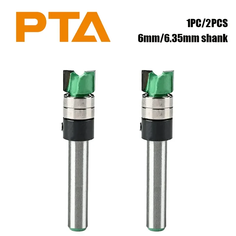 1 Stück/2 Stück 6 mm/6,35 mm Schaft Doppellager-Trimmfräser Stahlklingen-Profilfräser für präzises Nutenfräsen