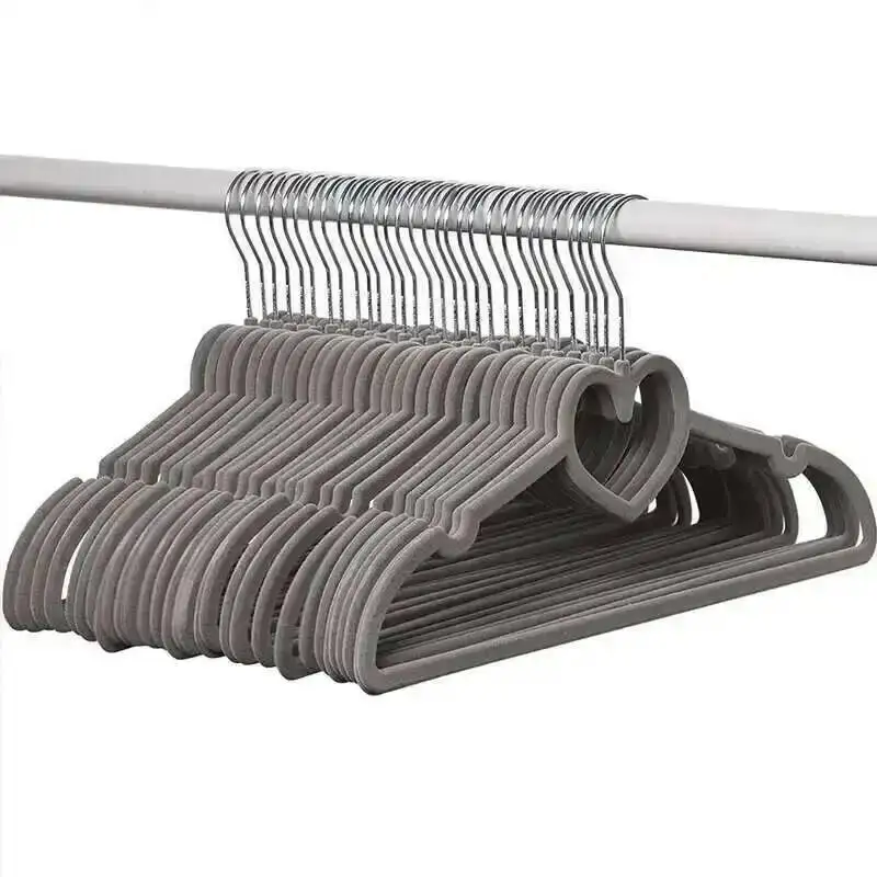10 Stück/Set 42cm Niedliche Samthänger mit Herz-Design, Kleiderbügel, Mantelbügel – Detail 9