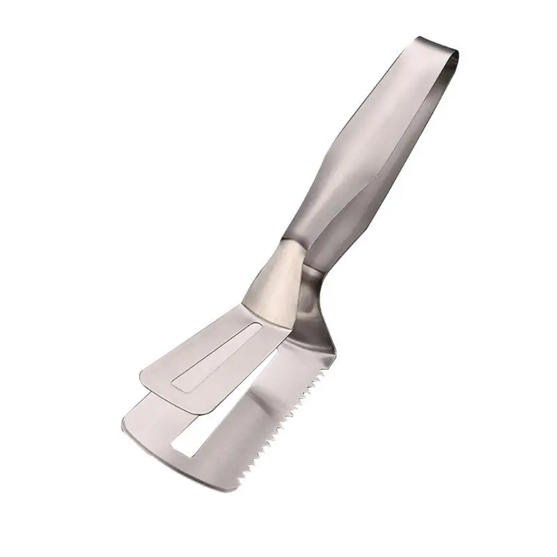 

New Stainless Steel Fried Steak Clip BBQ Barbecue Tongs Shovel Bread Serrated Clamp