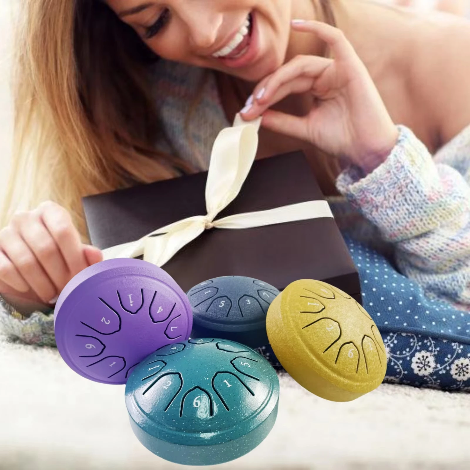 Miwayer 4 inch Steel Tongue Drum Handpan Pro Mallets + 8-Tone Kit for Yoga/Stage/Gift Yoga Sound Therapy Accessories