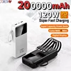 200000mAh 120W Power Bank Super Fast Charging Power Bank Portable Mobile Power Digital Display 4 Wire For iPhone Samsung Xiaomi 1