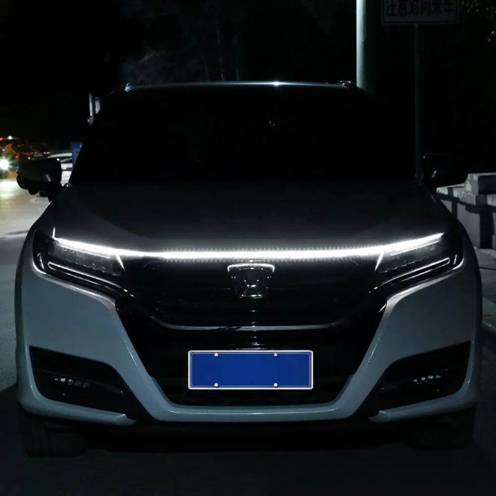 

Car Front Hood DRL LED-Daytime Running Flexible LED Light Strips For Universal Exterior Car Engine Decor 12V 150cm Silicone