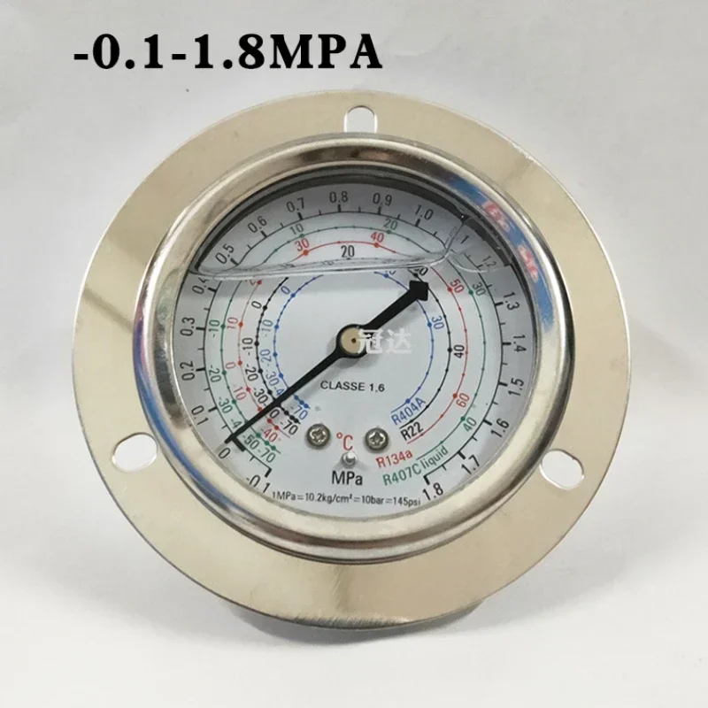 냉매 압력 게이지 1.8/3.8MPA 충격 방지 고압 및 저압 게이지 에어컨 불화물 테이블