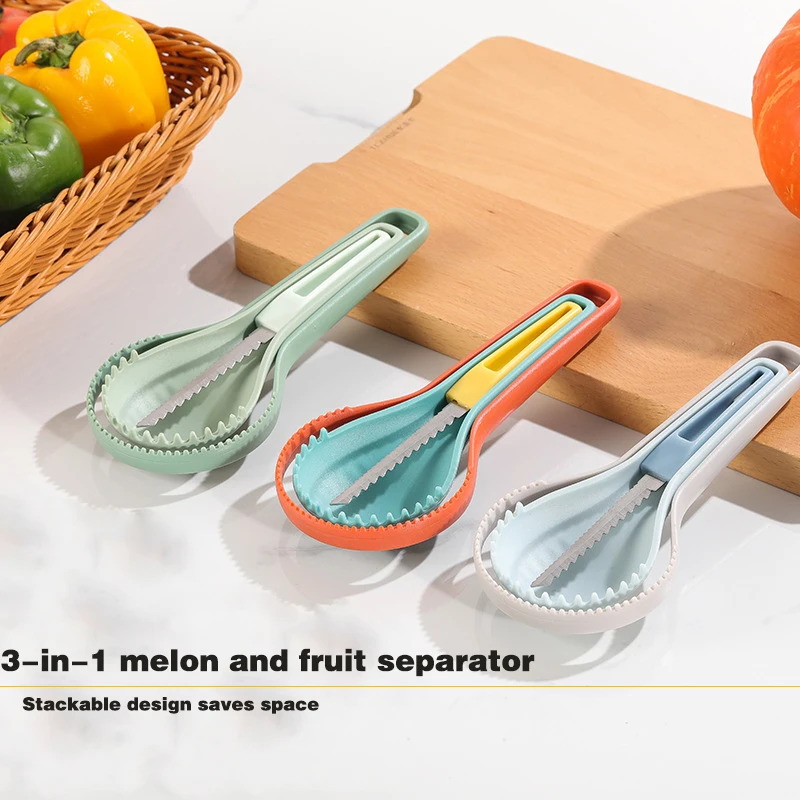 Halloween Pumpkin Carver 3-in-1 Pumpkin Hollowing Tool Fruit Corer Vegetable Carving Engraving Tool