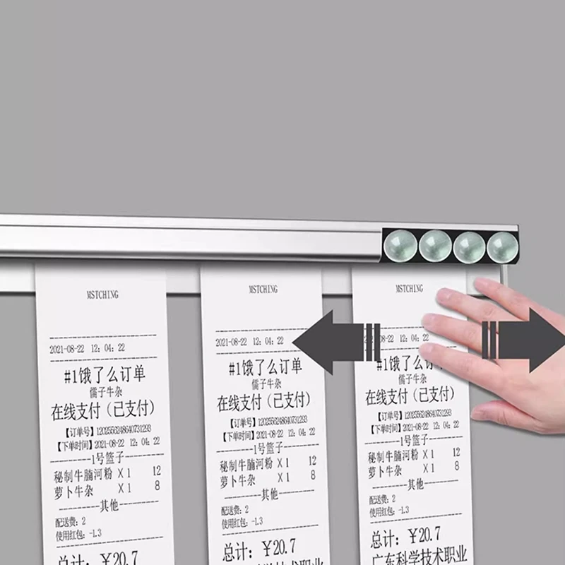 Kitchen Takeaway Order Organizer Ticket Holder Restaurant Kitchen Punch-Free Menu Holder Aluminum Alloy Single Arranging Device 4