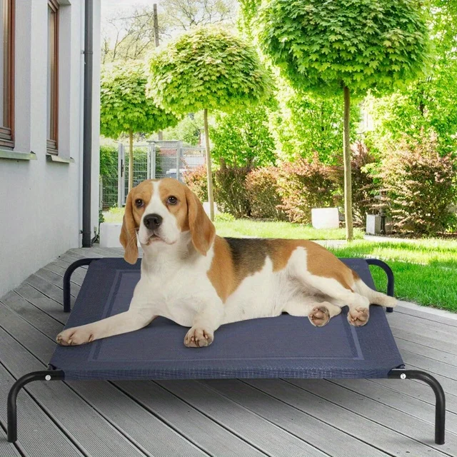 S01ed3da7ecbd4220abec2bf0f7502eaeA.jpg Petsjoy Large Dog Cat Bed Elevated Pet Cot Indoor Outdoor Camping Steel Frame