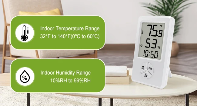 Digital Thermometer Hygrometer Indoor Room Thermometer Humidity Meter with Min M