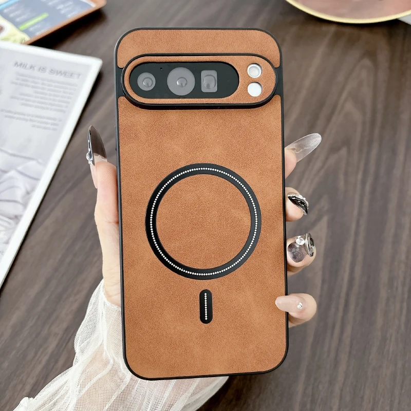 Luxury PU Leather Magnetic Wireless Charging Phone Case Back Cover