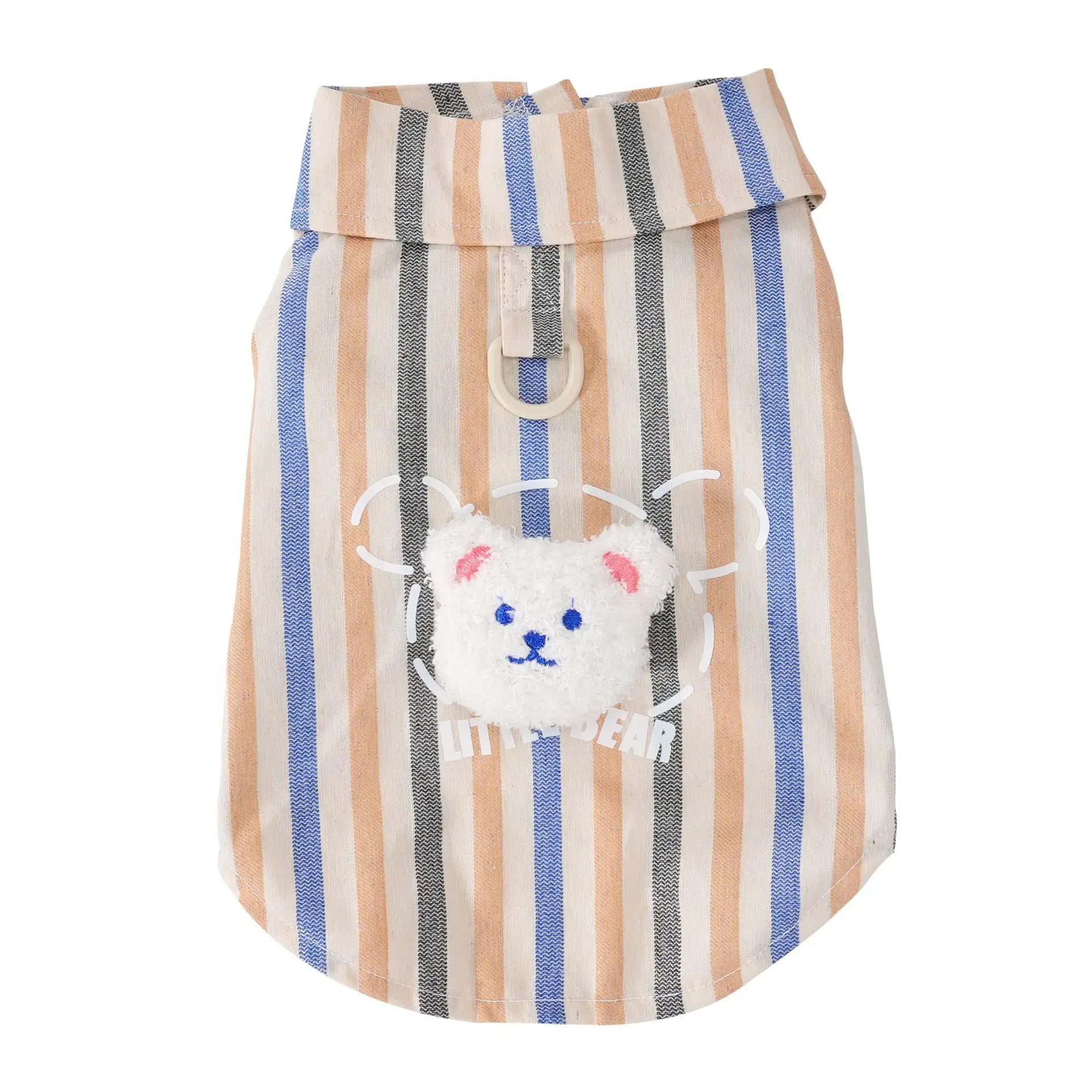 T-shirt rayé en coton pour chien vêtement respirant pour chiot_voghion.com