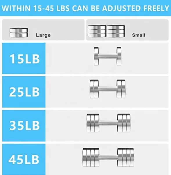Steel Dumbbell Weight Adjustable Chrome Dumbbell with Knurled Handle